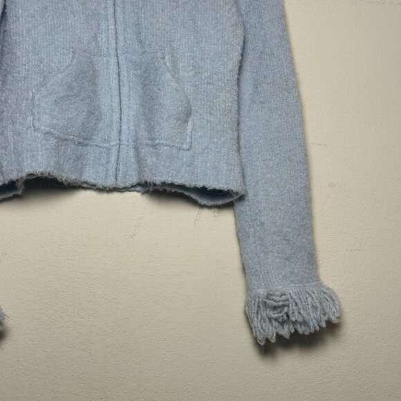 VTG Bebe Hoodie Women L USA Made Light Blue Tweed Fall Winter Cute 90s Fall Cozy - Picture 5 of 11